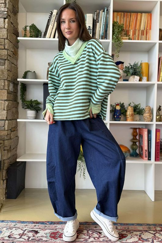 Shoreditch Classic V Sweat Spearmint & Khaki